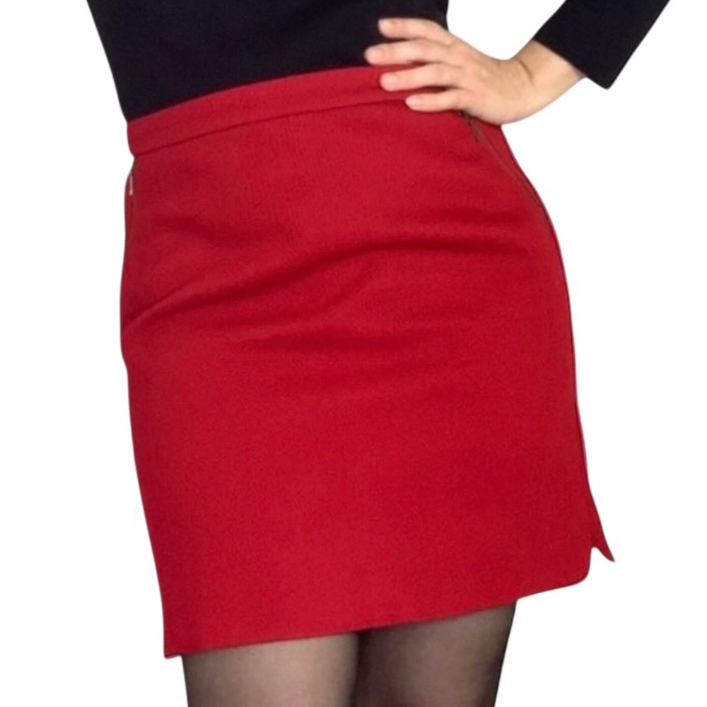 Brooks Brothers Red Mini Skirt with Zipper Detail - Retro Christmas